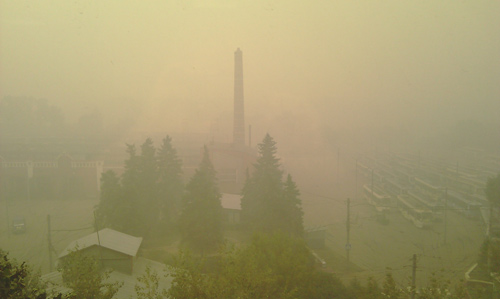 Москва в дыму, 6 августа 2010 г. полдень.